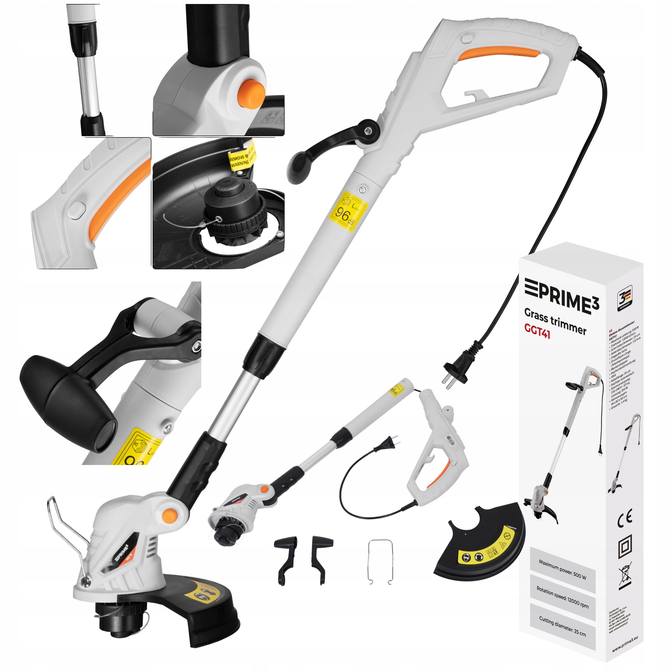Elektrický zastrihávač PRIME3 GGT41 500W so strunovou kosačkou a automatickou hlavou